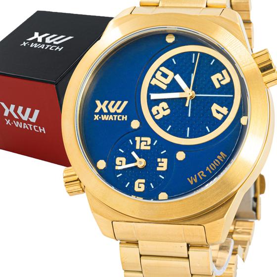 Imagem de Relógio Masculino X-Watch Dourado Aço Original Prova D'água Garantia 1 ano