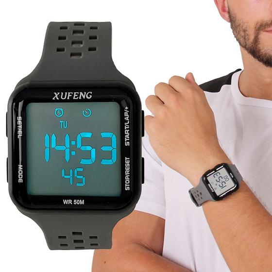Imagem de Relógio Masculino Xufeng Quadrado Com Cronometro Leve Otimo Para Academia Cronometrar os Exercicios