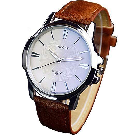 Imagem de Relógio Masculino Yazole 332 Pulseira Marrom Fundo Branco