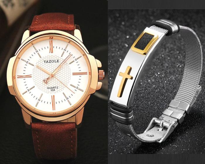 Relogio Masculino Yazole 358 Couro Marrom Fundo Branco Pulseira em Aco Relogio Masculino Magazine Luiza