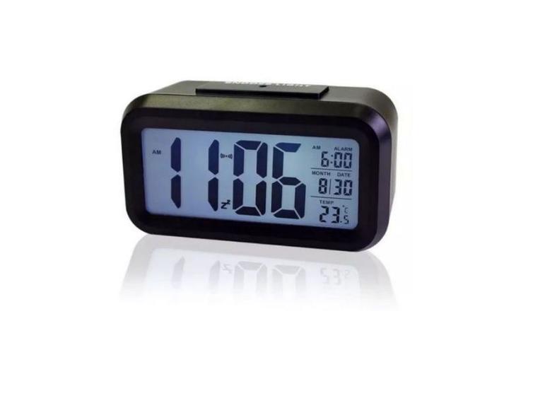 Imagem de Relógio Mesa Led Digital Calendário Termômetro Alarme Despertador Preto
