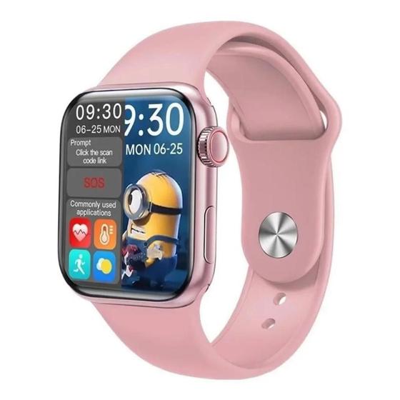 Imagem de Relogio Mickey Rosa Feminino Recebe Notificaçoes Android iOS Tela Infinita Smartwatch Hw16 Original