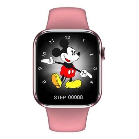 Imagem de Relogio Mickey Rosa Feminino Smartach Hw16 Original Recebe Notificaçoes Android iOS Tela Infinita