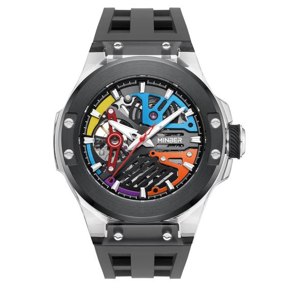 Imagem de Relógio MINBER Skeleton Automatic 46mm com mostrador masculino 3ATM à prova d'água