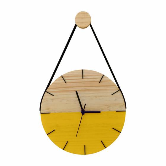 Imagem de Relógio Minimalista em Madeira Amarelo com Alça