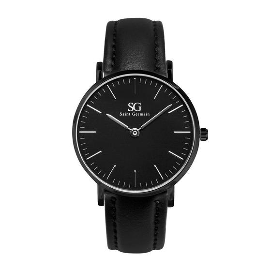 Imagem de Relógio Minimalista Masculino Couro Preto Saint Germain Murray Full Black 40mm