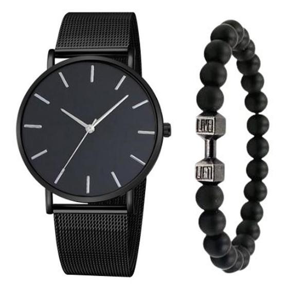 Imagem de Relógio Minimalista Masculino Ultrafina Inox + Pulseira Live