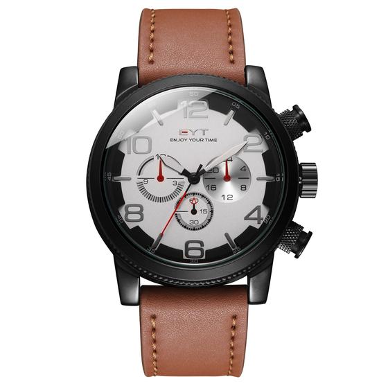Imagem de Relógio mod d6828g cx preta, mostrador branco, puls. marrom