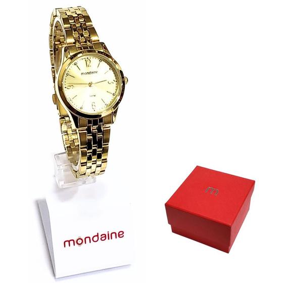 Imagem de Relógio Mondaine Feminino Analógico Dourado Kit 32720LPMKDE1K1