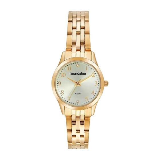 Imagem de Relógio Mondaine Feminino Clássico com Cristais Dourado 32699LPMVDE1