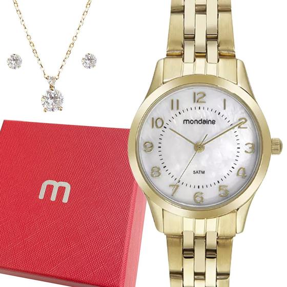 Imagem de Relógio Mondaine Feminino Dourado Original Luxo Prova Dágua