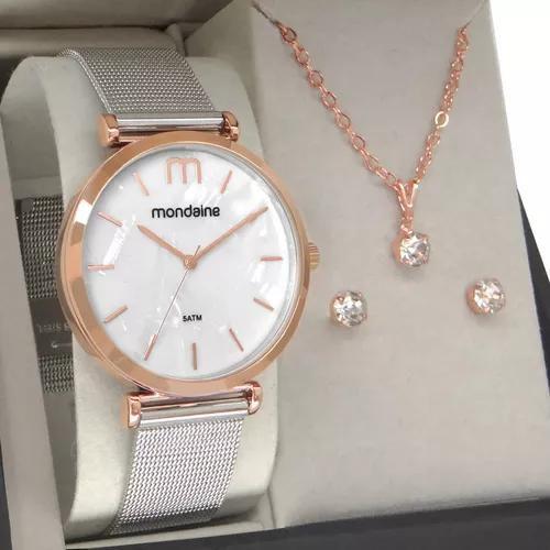 Imagem de Relógio mondaine feminino prata e rose gold