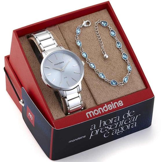 Imagem de Relógio Mondaine Feminino Pulseira Pedras 32561L0MKNE2K1 Kit