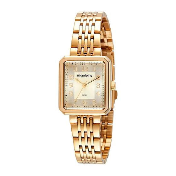Imagem de Relógio Mondaine Feminino Quadrado Casual Dourado 32358LPMVDE1