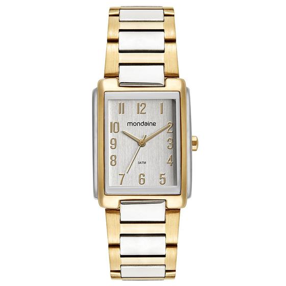 Imagem de Relogio Mondaine Feminino quadrado prata dourado bicolor com numero 32520LPMVBE3