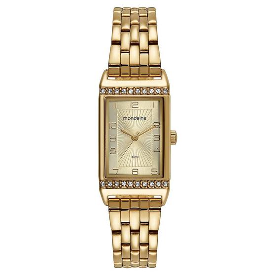 Imagem de Relogio Mondaine Feminino Ref: 32495lpmvde1 Retangular Dourado