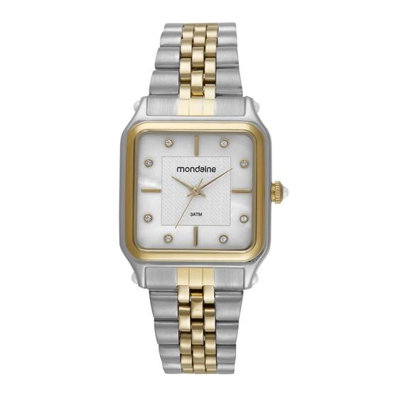 Relogio Mondaine Feminino Ref: 32843lpmvbe2 Retangular Bicolor Imagem de Relogio Mondaine Feminino Ref: 32843lpmvbe2 Retangular Bicolor