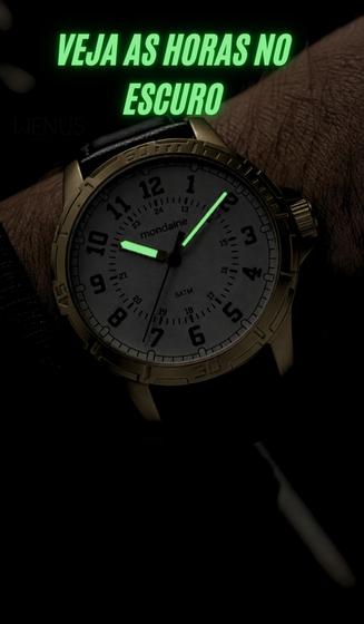 Relógio Mondaine Masculino De Pulso Analógico Dourado Casual Pulseira Couro Preta Prova Dágua 50m Original
