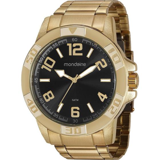 Imagem de Relógio Mondaine Masculino Dourado 99369GPMVDE3 Analógico 5 Atm Cristal Mineral Tamanho Grande