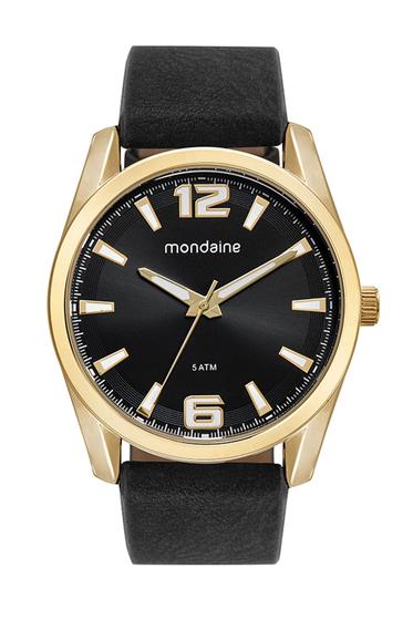 Imagem de Relógio mondaine masculino dourado com pulseira em couro á prova d'água 76787gpmvdh3
