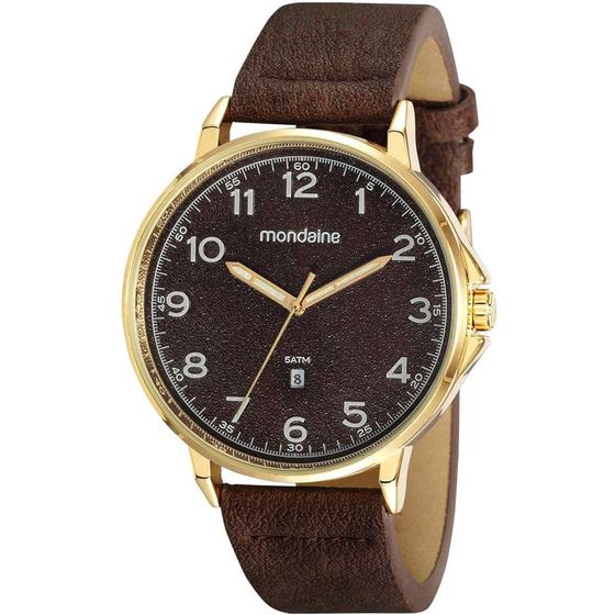 Imagem de Relógio MONDAINE masculino dourado couro marrom 32162GPMVDH1