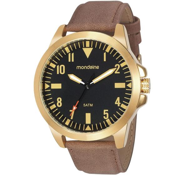 Imagem de Relógio MONDAINE masculino dourado couro marrom 99523GPMVDH2