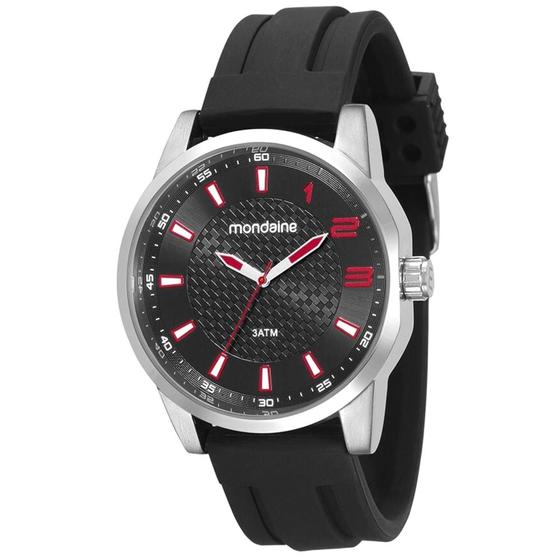 Imagem de Relógio MONDAINE masculino prata silicone preto 53526G0MVNI1