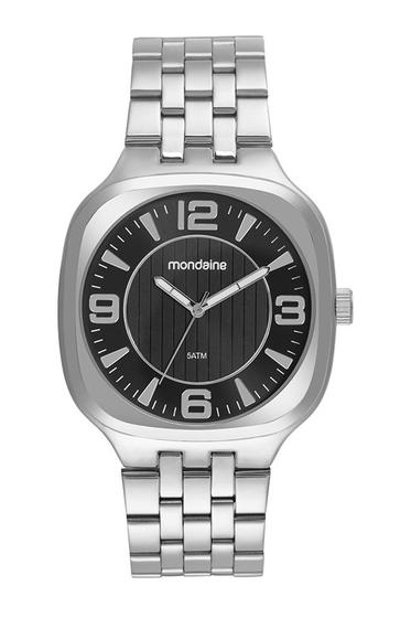 Imagem de Relógio Mondaine masculino quadrado social prata prateado preto moderno de aço a prova dagua 83508G0MVNE3