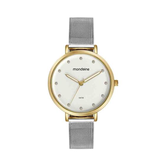 Imagem de Relógio Mondaine Newness Prata/Dourado Feminino 32847LPMVBE1