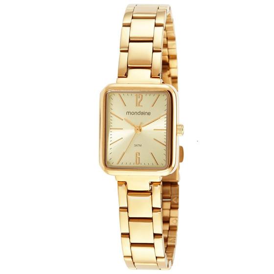 Relógio MONDAINE retangular dourado feminino 32377LPMVDE1 Menor preço em Relógio MONDAINE retangular dourado feminino 32377LPMVDE1
