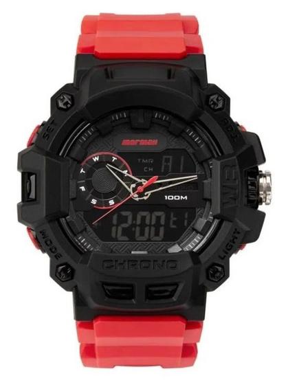 Imagem de Relógio Mormaii Digital Masculino - Action - Preto com Pulseira Vermelha