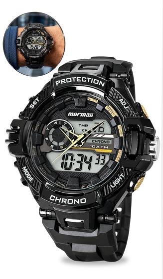 Relógio Mormaii Masculino Anadigi Esportivo Casual De Pulso Analógico E Digital Visor Noturno Que Brilha No Escuro A Prova Dágua 100 Metros Original