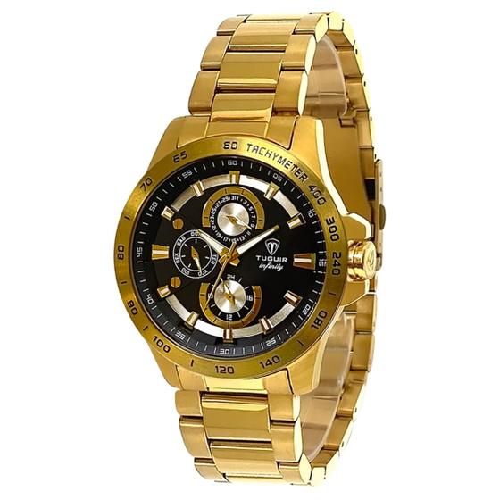 Imagem de Relógio MultiFunção Masculino Tuguir Analógico Infinity TGI37025 Dourado e Preto