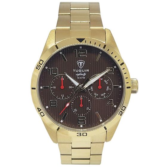 Imagem de Relógio MultiFunção Masculino Tuguir Analógico Infinity TGI37059 Dourado e Marrom