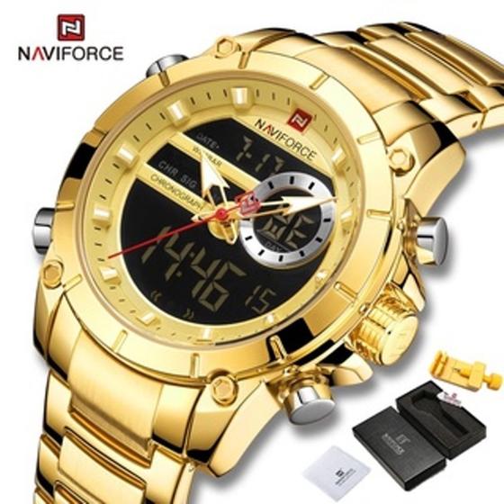 Imagem de Relógio Naviforce 9163 Dourado Luxo + Caixa Original