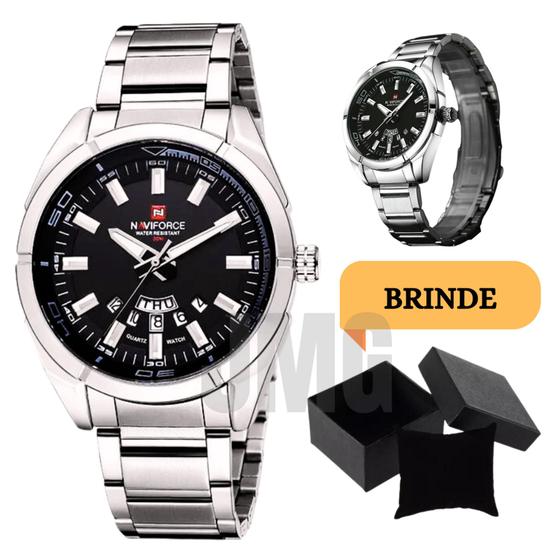 Relógio naviforce prata masculino homem calendário Menor preço em Relógio naviforce prata masculino homem calendário