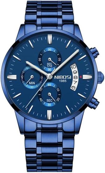Imagem de Relógio Nibosi 2309 Azul Em Aço Inoxidável Cronógrafo Funcional e Estojo Original