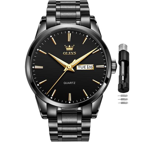 Imagem de Relógio OLEVS Black Business Dress Analog Quartz para homens