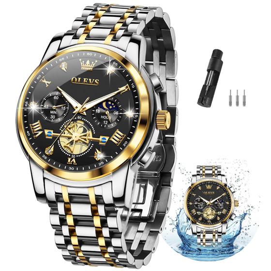 Imagem de Relógio OLEVS Luxury Chronograph à prova d'água para homens com diamante