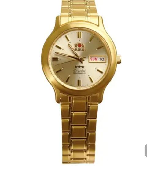 Imagem de Relógio Orient automático feminino dourado 21 jewelis