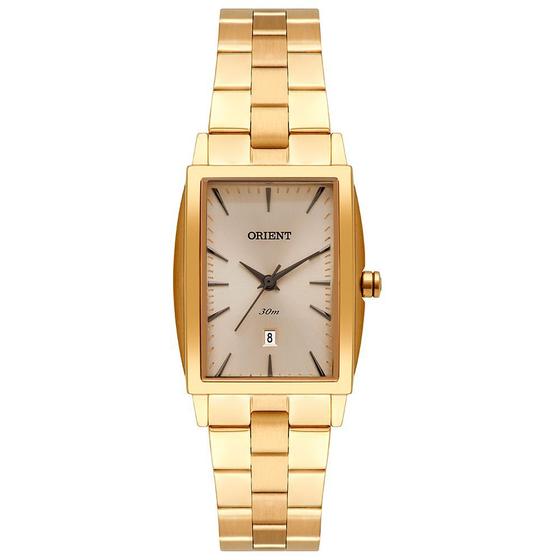 Imagem de Relogio Orient feminino dourado pequeno quadrado social classico LGSS1015 C1KX