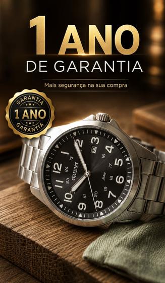 Relógio Orient Masculino Analógico Esportivo Prata De Pulso Em Aço Inoxidável A Prova Dágua em 5 ATM Clássico Com Efeito Fosforescente Original