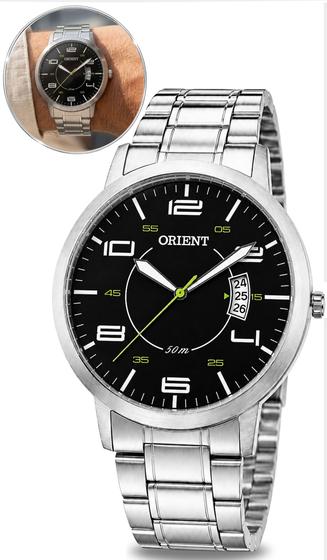 Relógio Orient Masculino Analógico Quartz De Pulso Esportivo Casual Prateado Em Aço Inoxidável A Prova Dágua Em 50 Metros Com Calendário Original