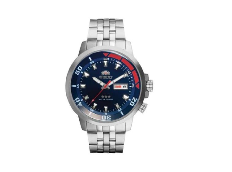 Imagem de Relogio Orient Masculino Automatico prata mostrador azul 3 estrelas 469SS058F D1SX