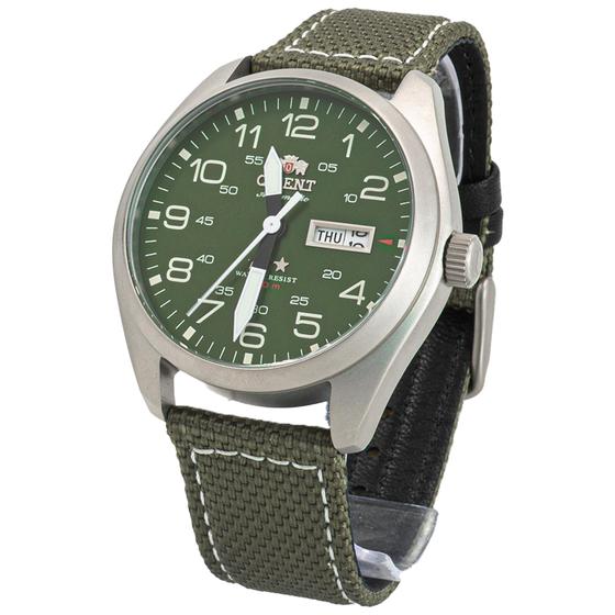 Imagem de Relógio Orient Masculino Automático Verde Militar Nylon Original Prova D'água Garantia 1 ano ROF49SN020E2EP