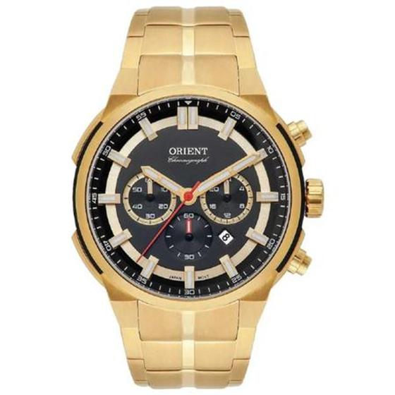 Imagem de Relogio Orient masculino cronógrafo dourado multifunção MGSSC037 P1KX