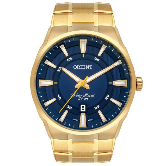 Imagem de Relógio ORIENT masculino dourado azul MGSS1191 D1KX