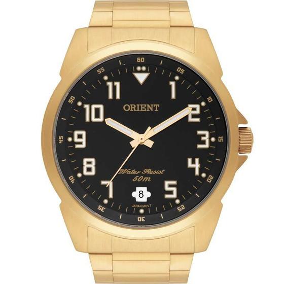 Imagem de Relógio Orient Masculino Dourado MGSS1103A P2KX Analógico 5 Atm Cristal Mineral Tamanho Grande