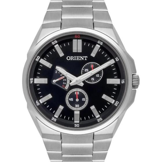 Imagem de Relogio Orient Masculino multifunçao prata mostrador preto a prova dágua aço inox antialérgico MBSSM087 P1SX