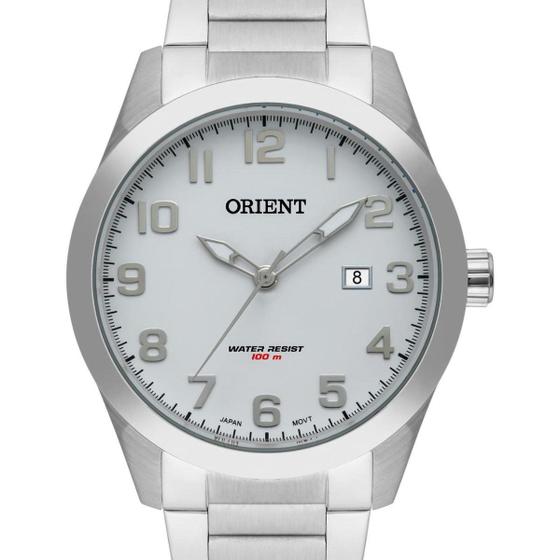 Imagem de Relogio Orient Masculino prata branco com numeros aço inox MBSS1360 B2SX